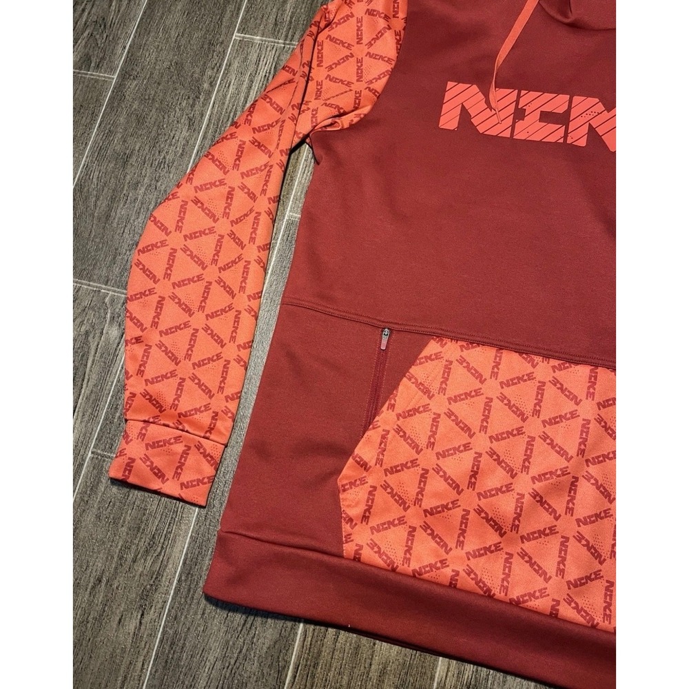 Nike Hoodie Mens Medium Red Orange Therma-FIT Graphic Pullover - Picture 2 of 8
